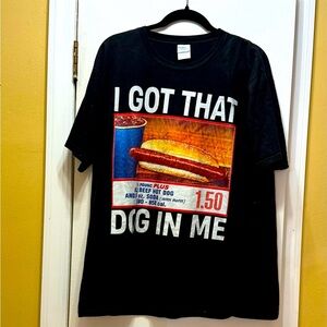 Black Graphic T-Shirt with Costco Hot Dog Print!